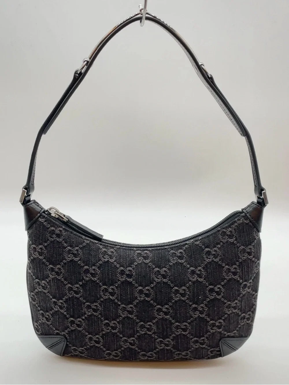 GUCCI Horsebit Slim Small Shoulder Shoulder Bag GG black denim - Picture 4 of 16